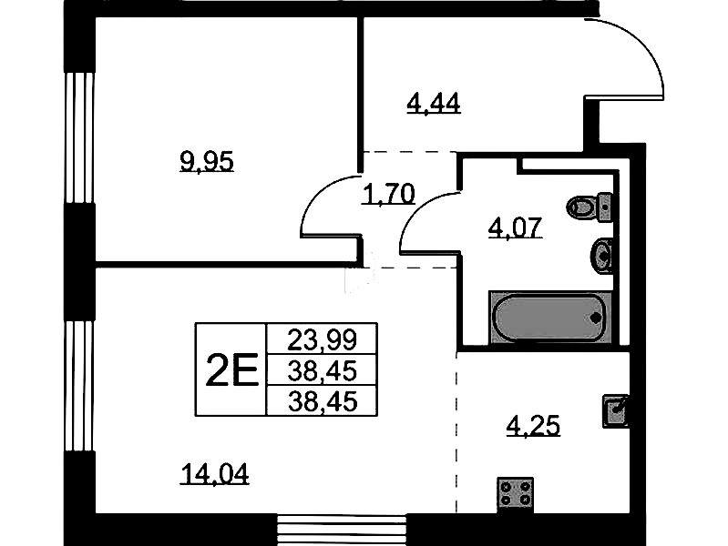 1-комнатная квартира 38.45 м², 1/9 эт., ЖК «Квартал Лаголово»